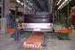 The air cushion transporter was designed to be particularly narrow, so it fits snugly between the wheelbase of the bus, which is resting on a support frame. Load capacity 12 t.