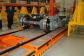 The bogies are pulled onto the air cushion transporter by means of a cable winch.